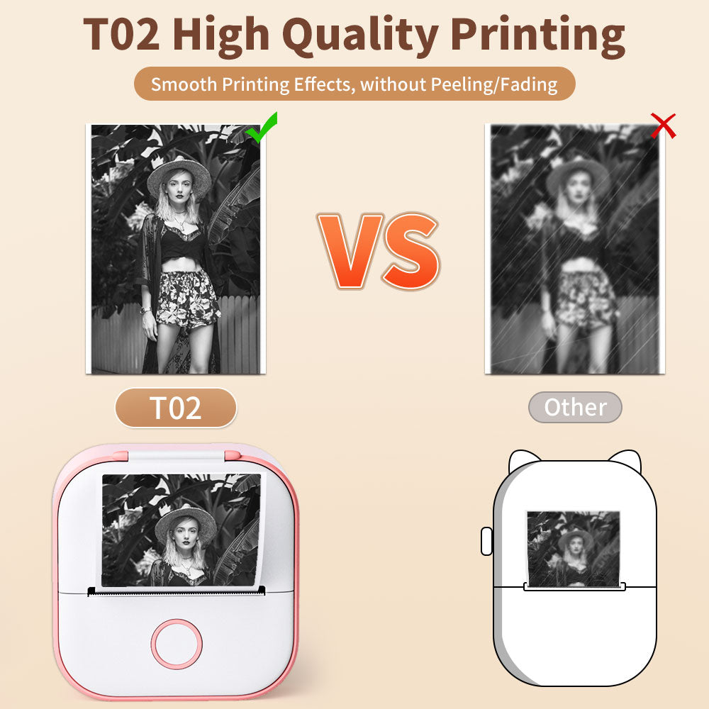 Phomemo T02 Mini Printer Portable Printer Thermal Printing Sticker Wireless Inkless Pocket Printer With Self-adhesive Label Printer